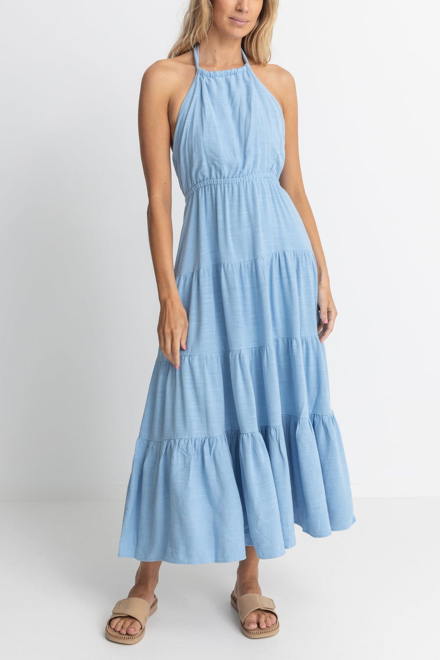 Seacoast Halter Tiered Maxi Dress Blue Harvest Apparel Seacoast Halter Tiered Maxi Dress Blue Harvest Apparel