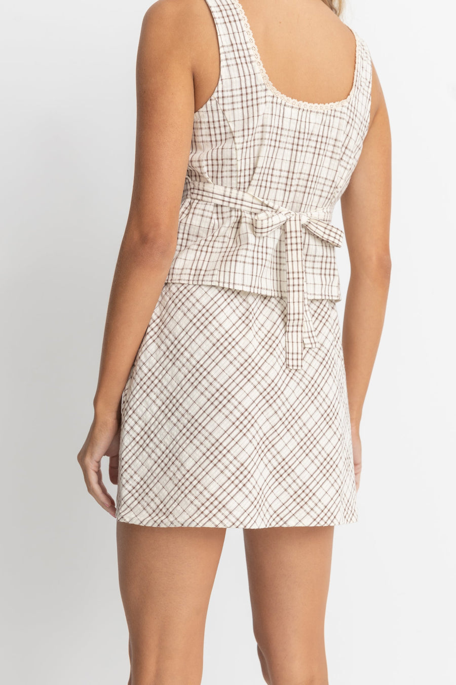 Rumi Check Bias Cut Mini Skirt