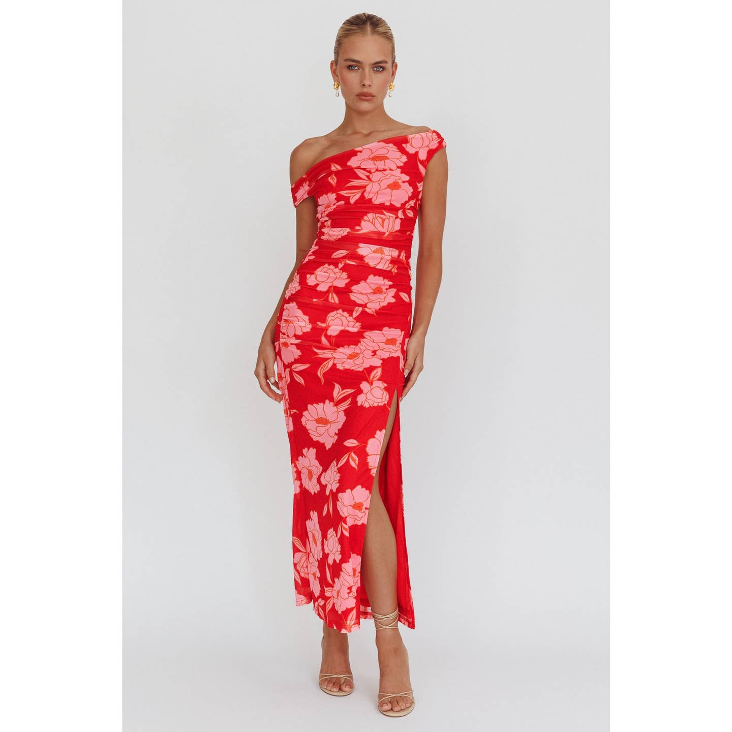 Off the Shoulder Floral Maxi Dress