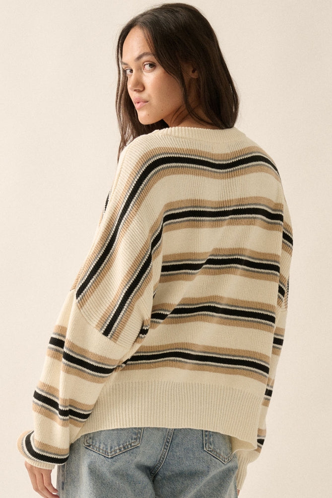 Oversized Horizontal Striped Kit Sweater