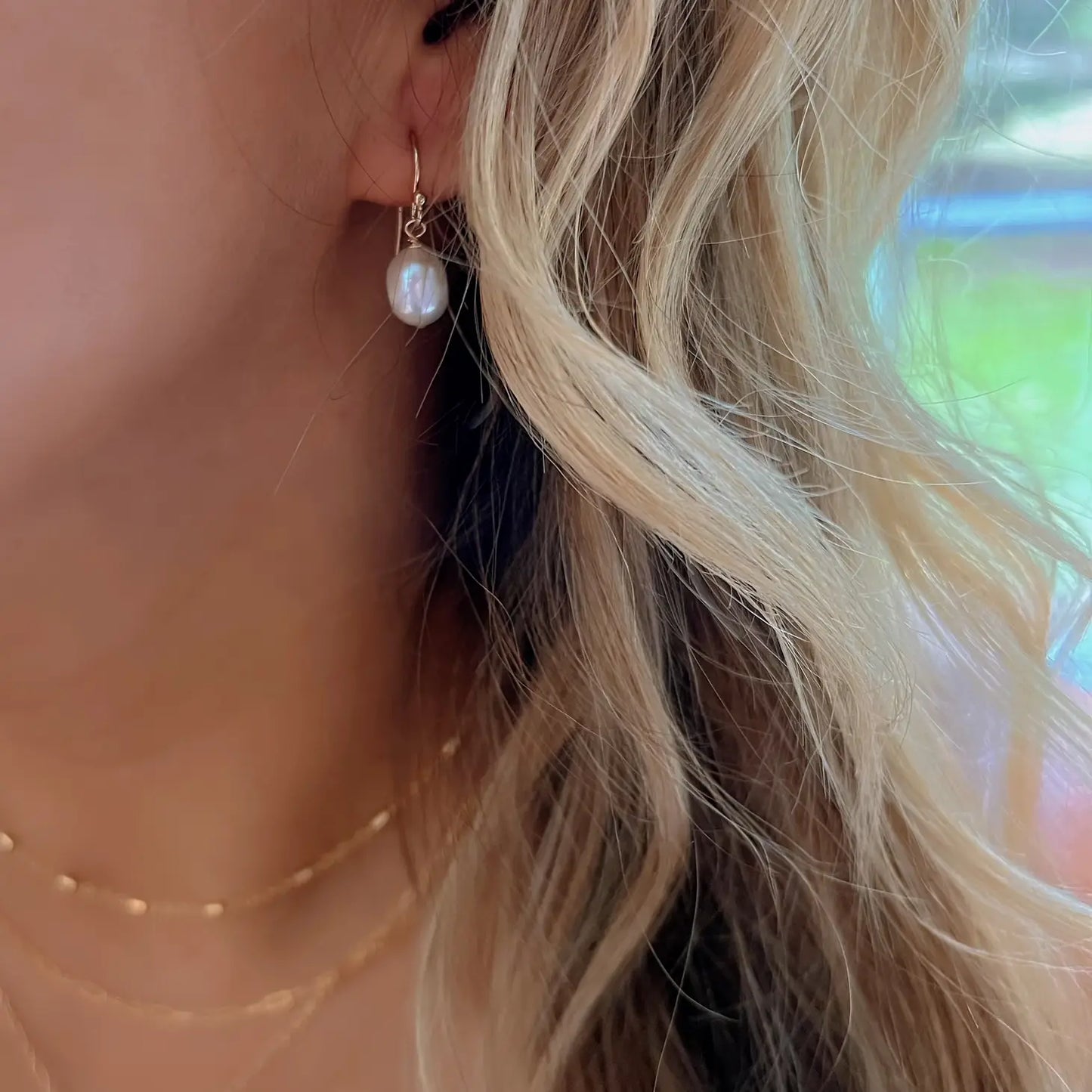Kaia Freshwater Pearl Dangle Earrings Gold Filled