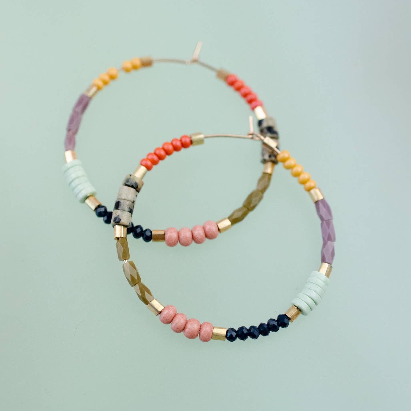 Large Colorful Seed Bead Hoops