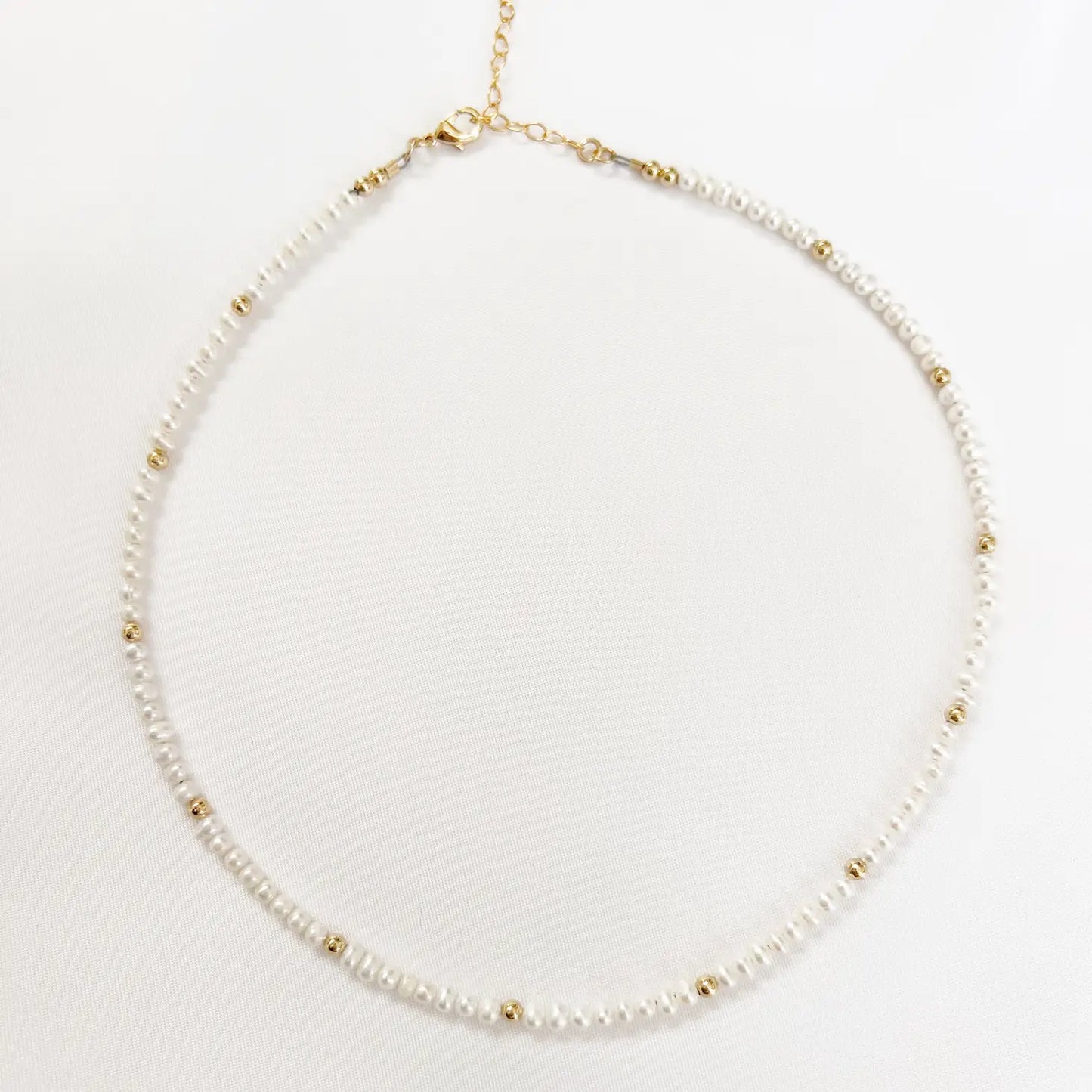 Dainty Freshwater Pearl Choker Necklace Gold Filled