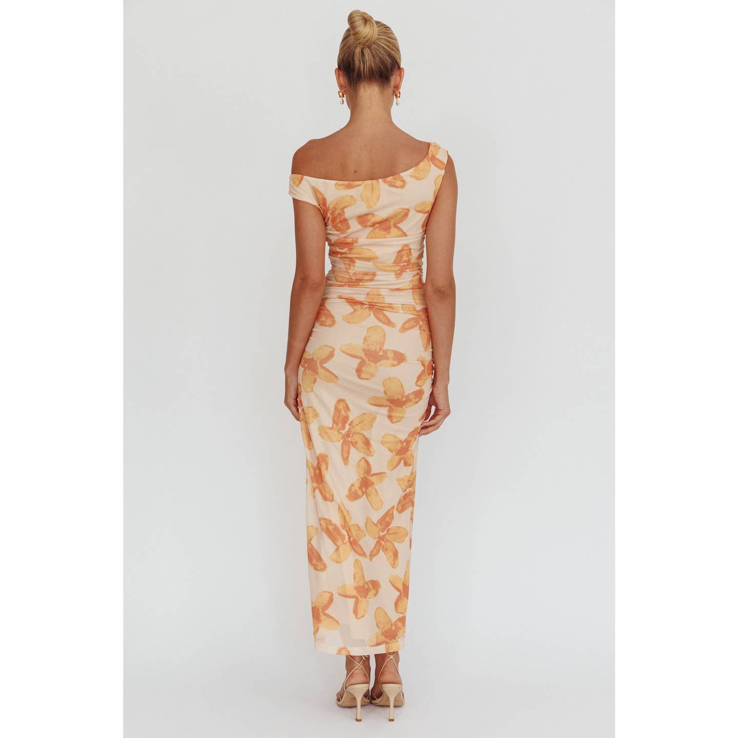 Yellow Off Shoulder Mesh Dress