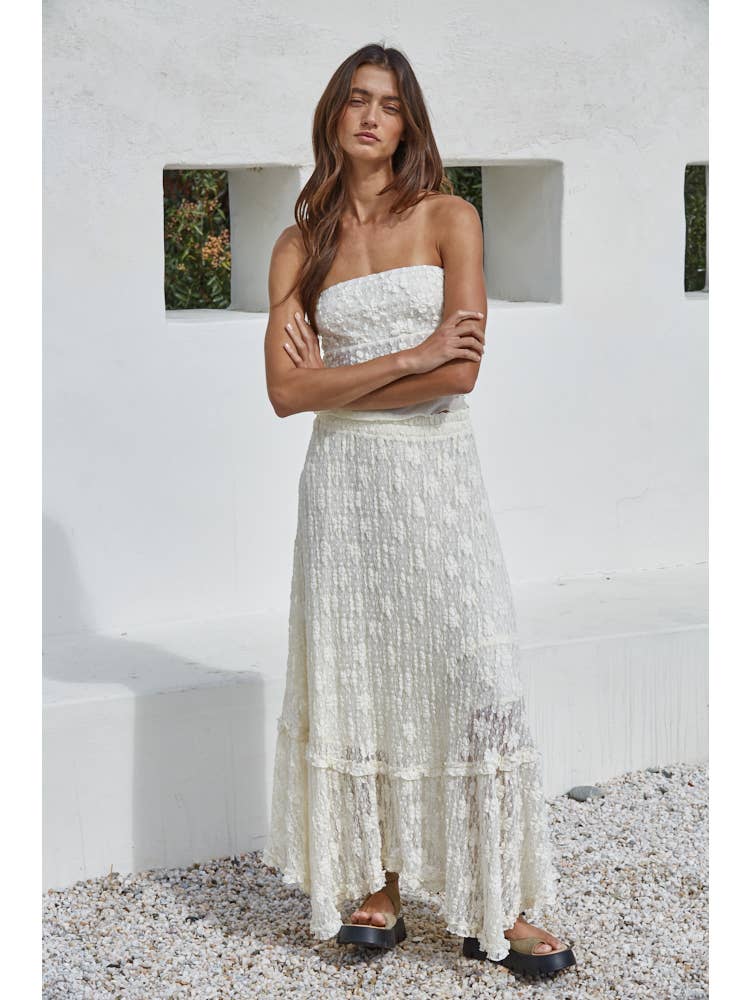 Floral Lace Midi Skirt