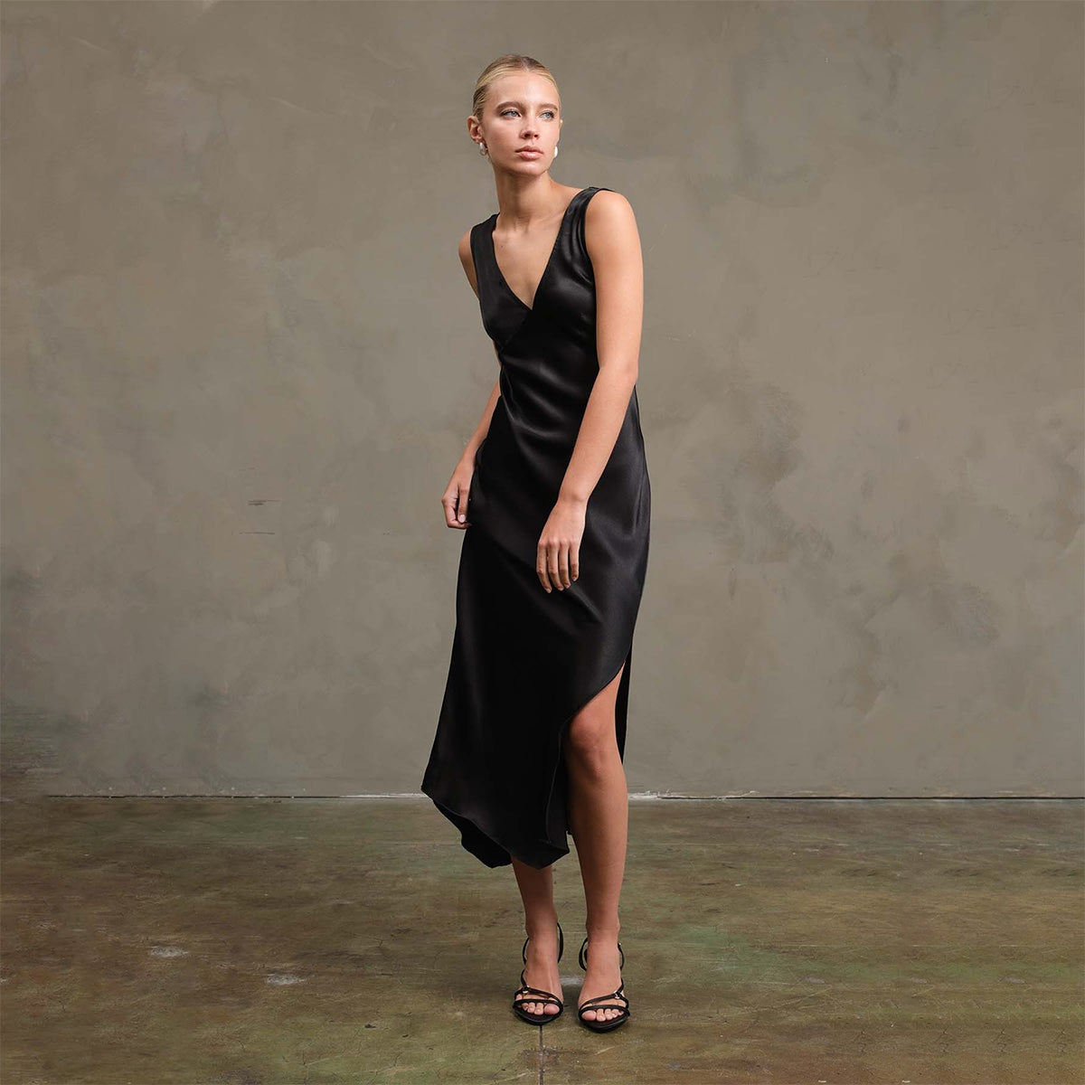 Side Slit Satin Dress