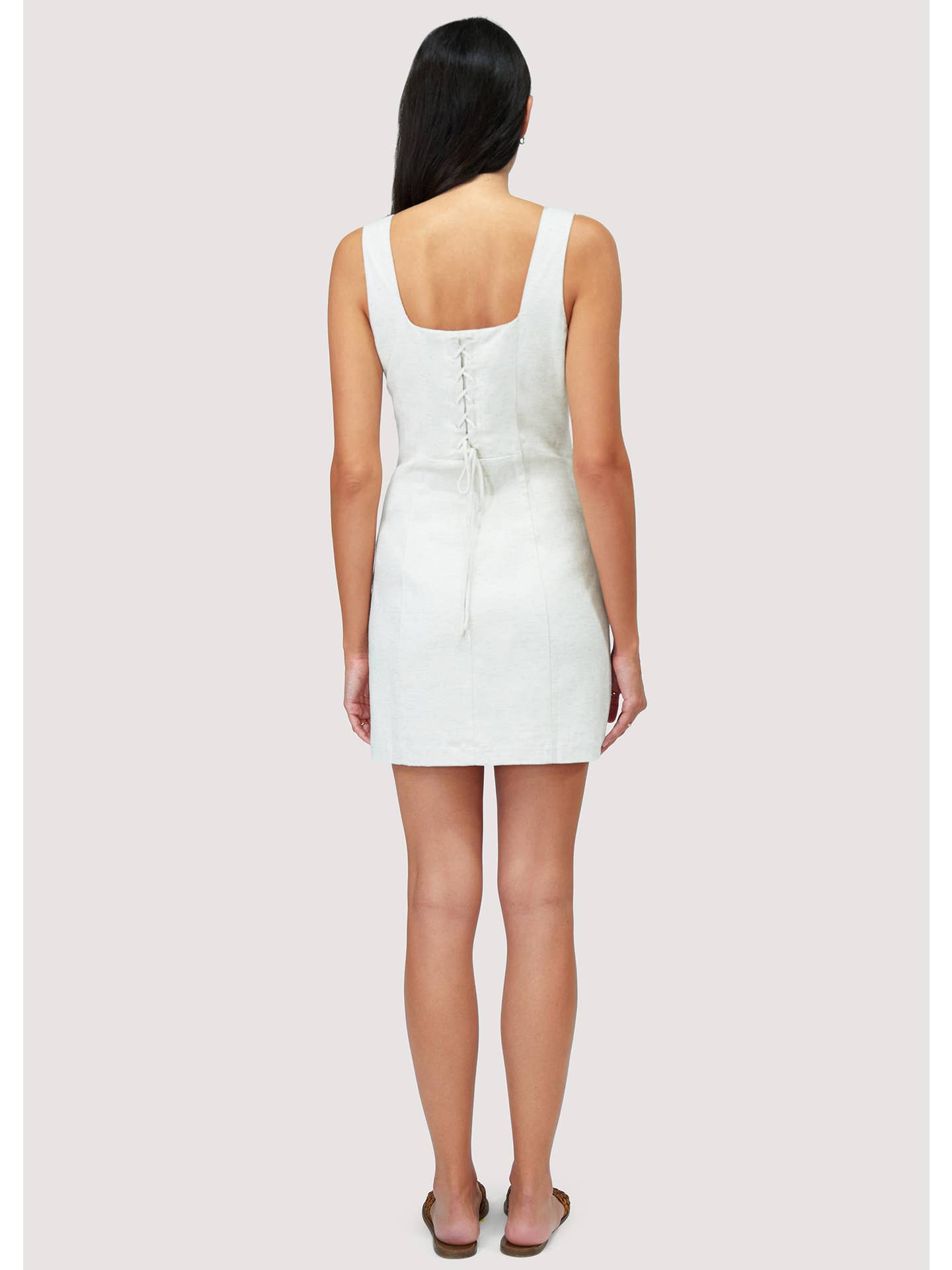 Costa Del Sol Mini Dress - Neutral Linen Blend Spring Summer