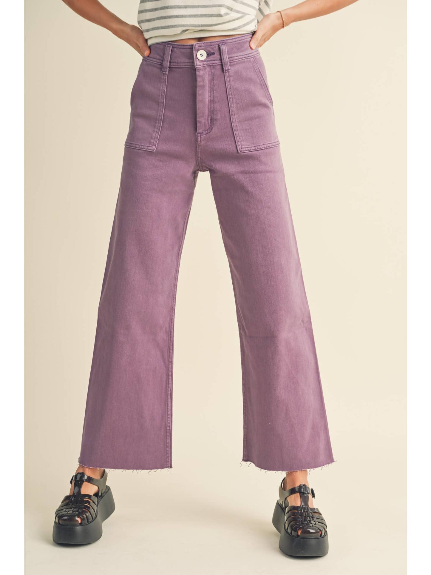 Straight Wide Leg Denim Pants