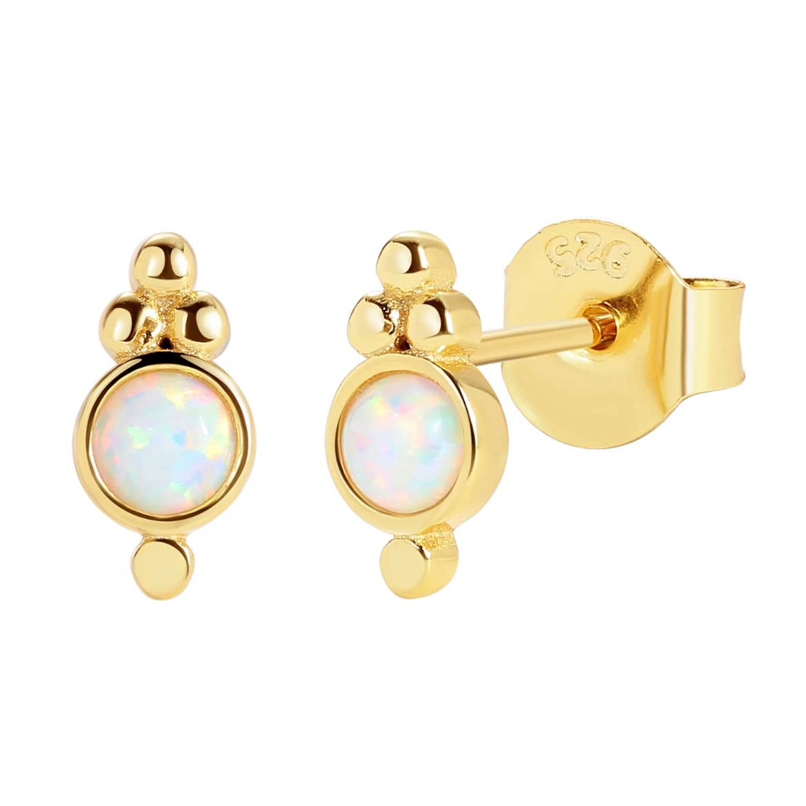 Emily Round Opal Stud Earrings