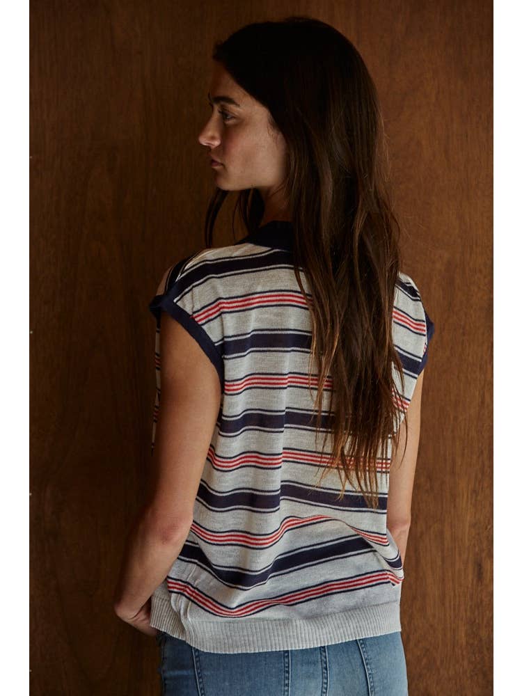 Striped Collared Top