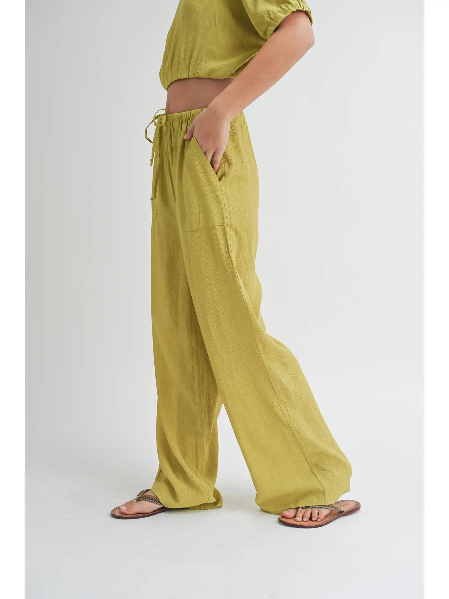 Textured Fabric Loose Pants
