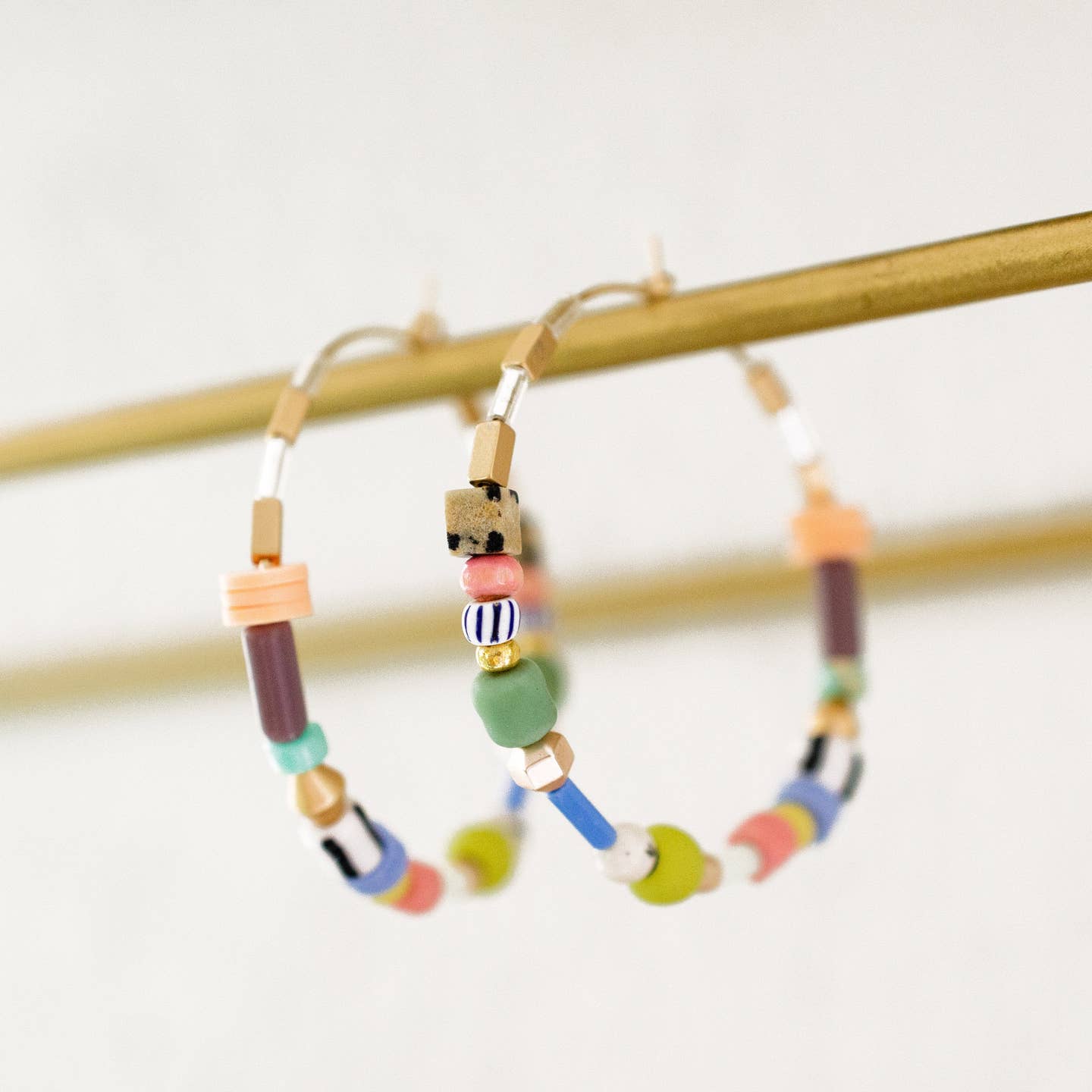 Large Pastel Beaded Hoops