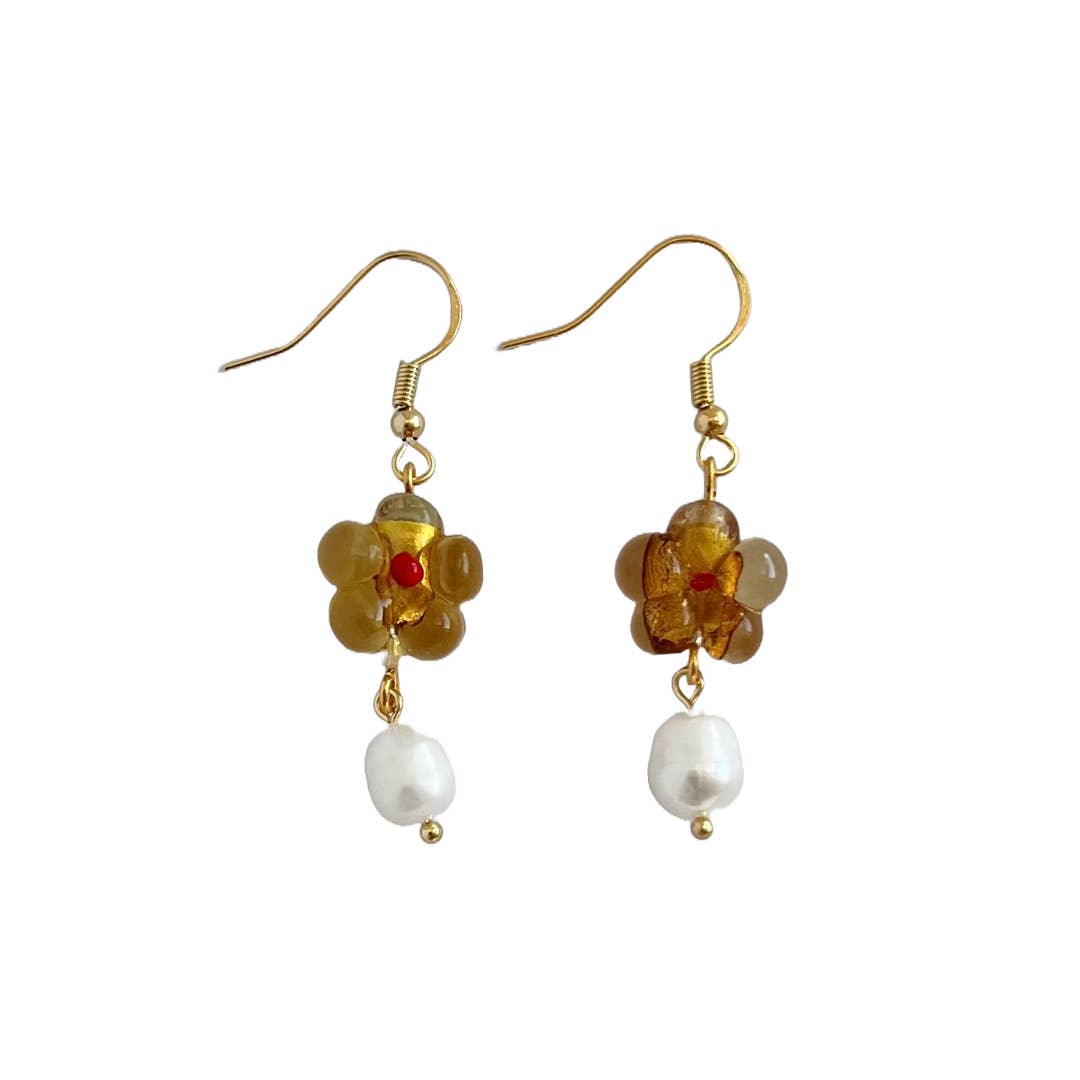Amber Flower Earrings