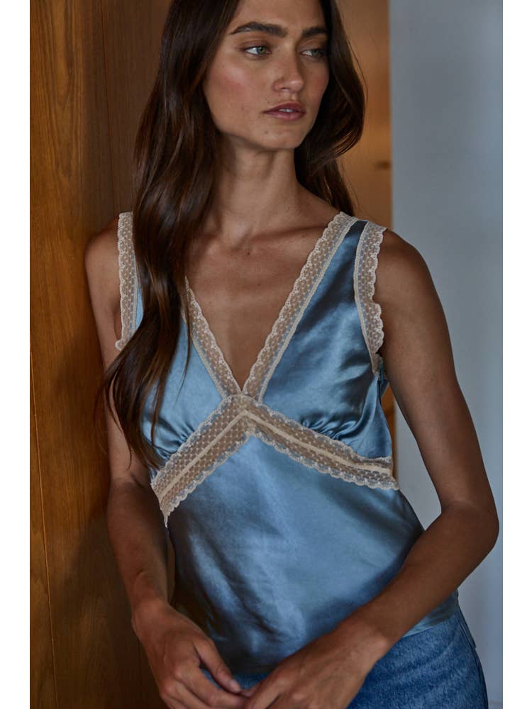 Satin Lace Sleeveless Top