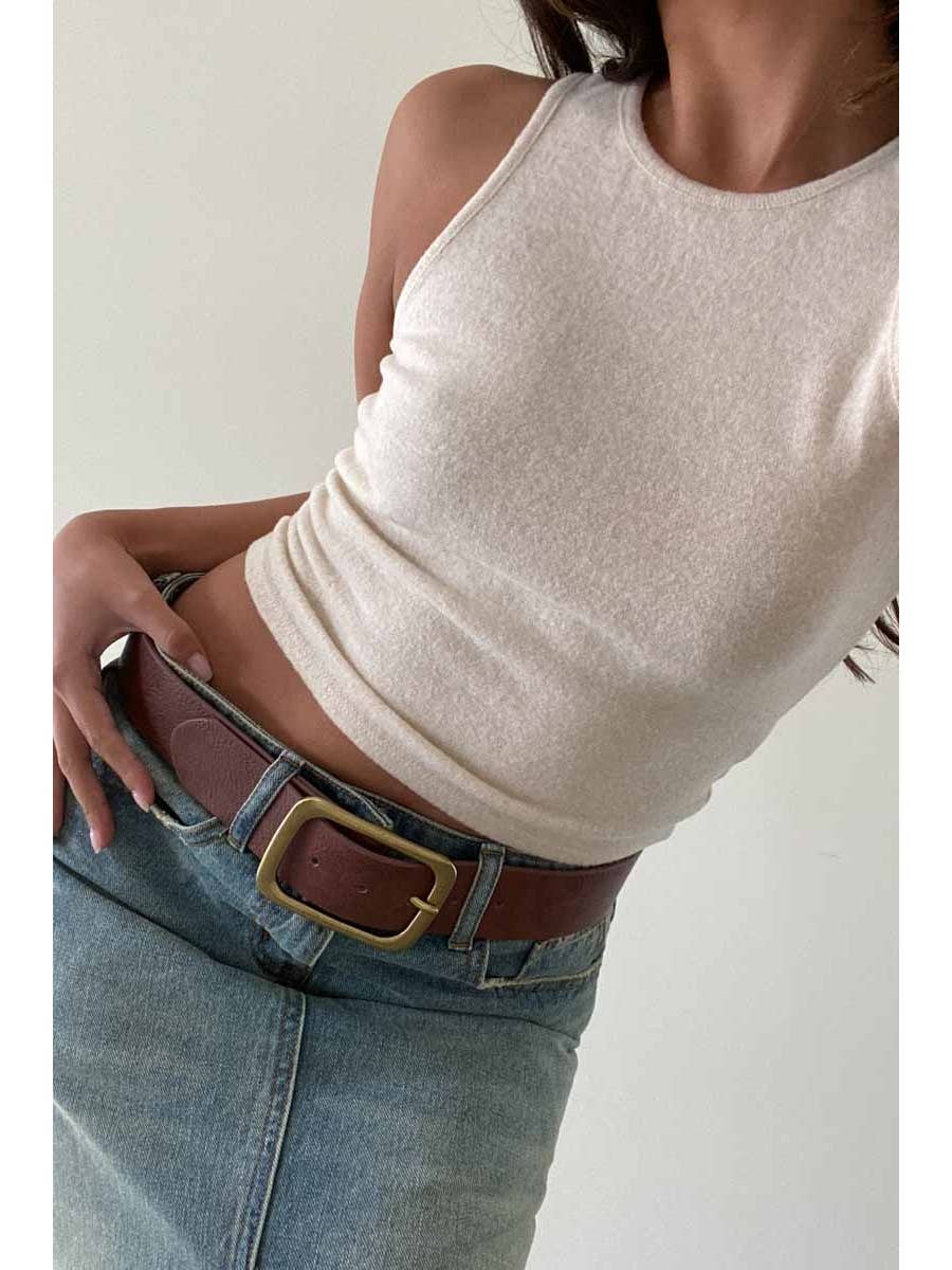Soft Knit Racer Cropped Tank Top