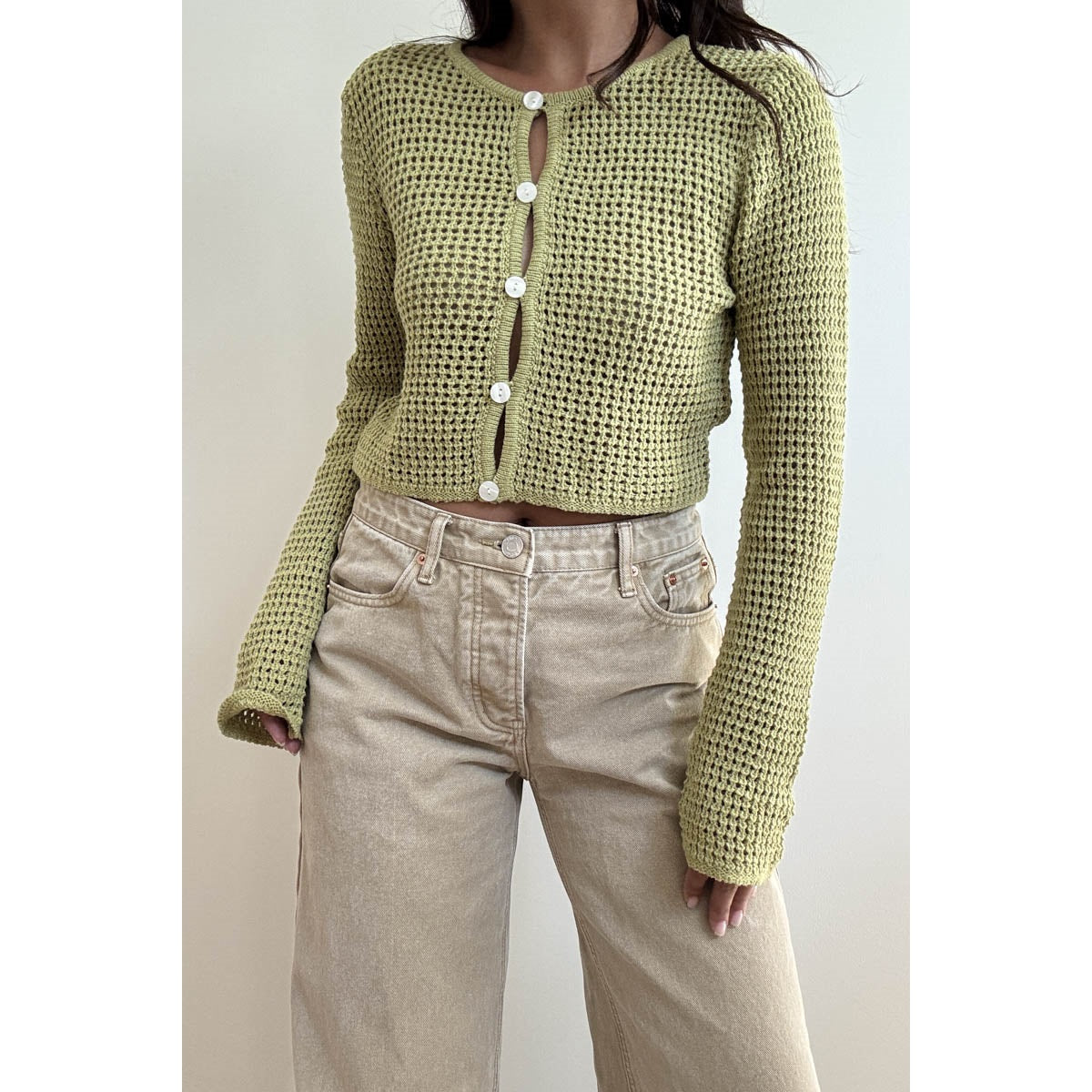Crochet Knit Cropped Cardigan