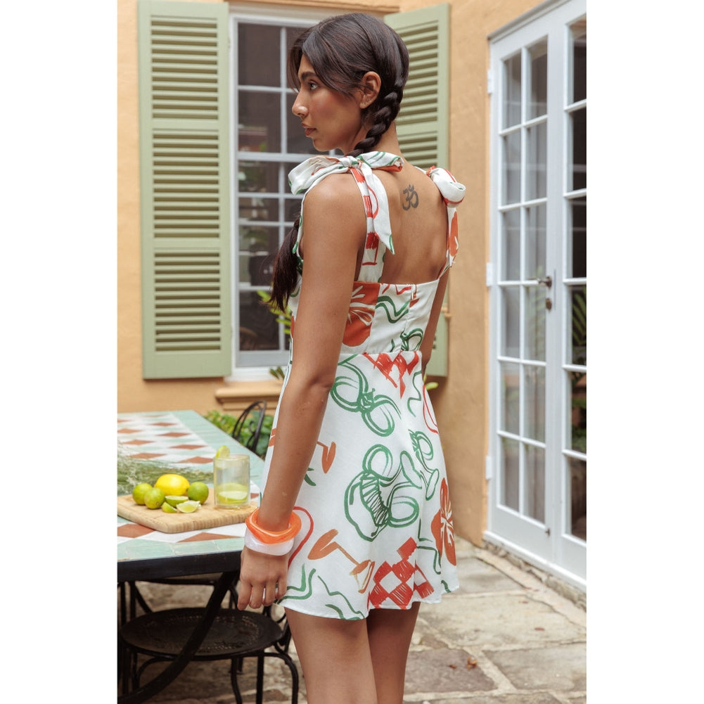 Tied Shoulder Mini Dress