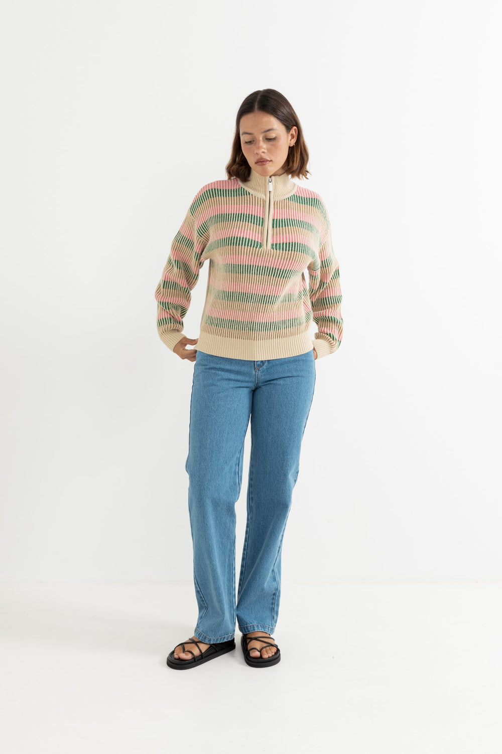 Estelle Quarter Zip Striped Knit