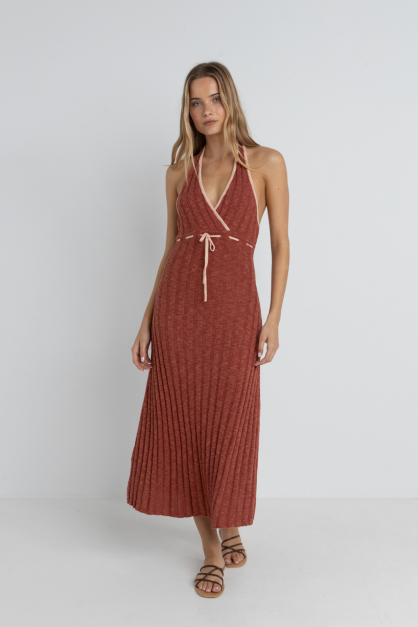 Empire Halter Knit Midi Dress
