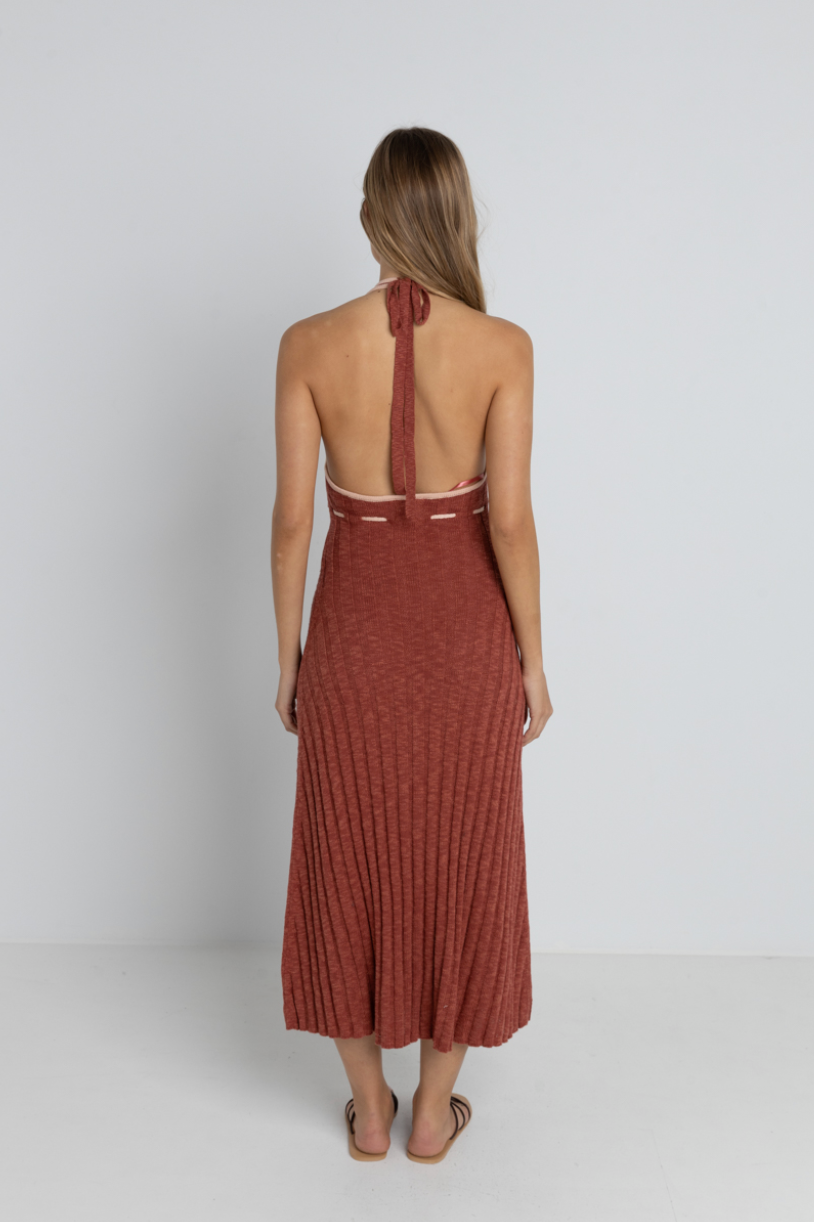 Empire Halter Knit Midi Dress