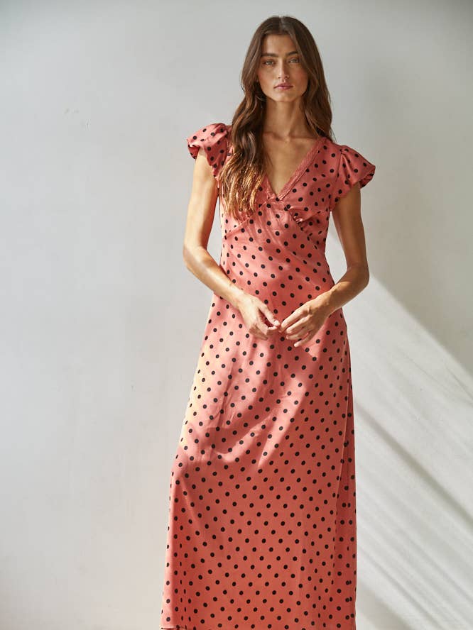 Polka Dot Puffed Capped Sleeve Dress