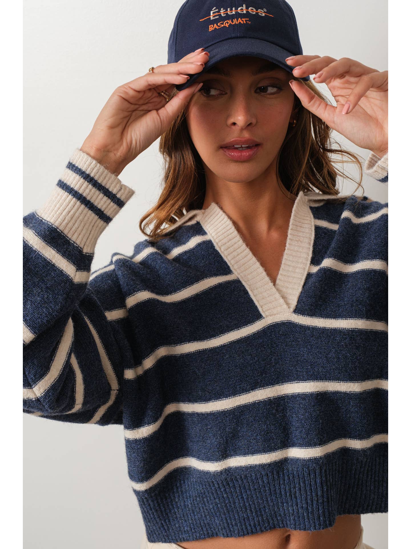 Striped collared Soft Sweater