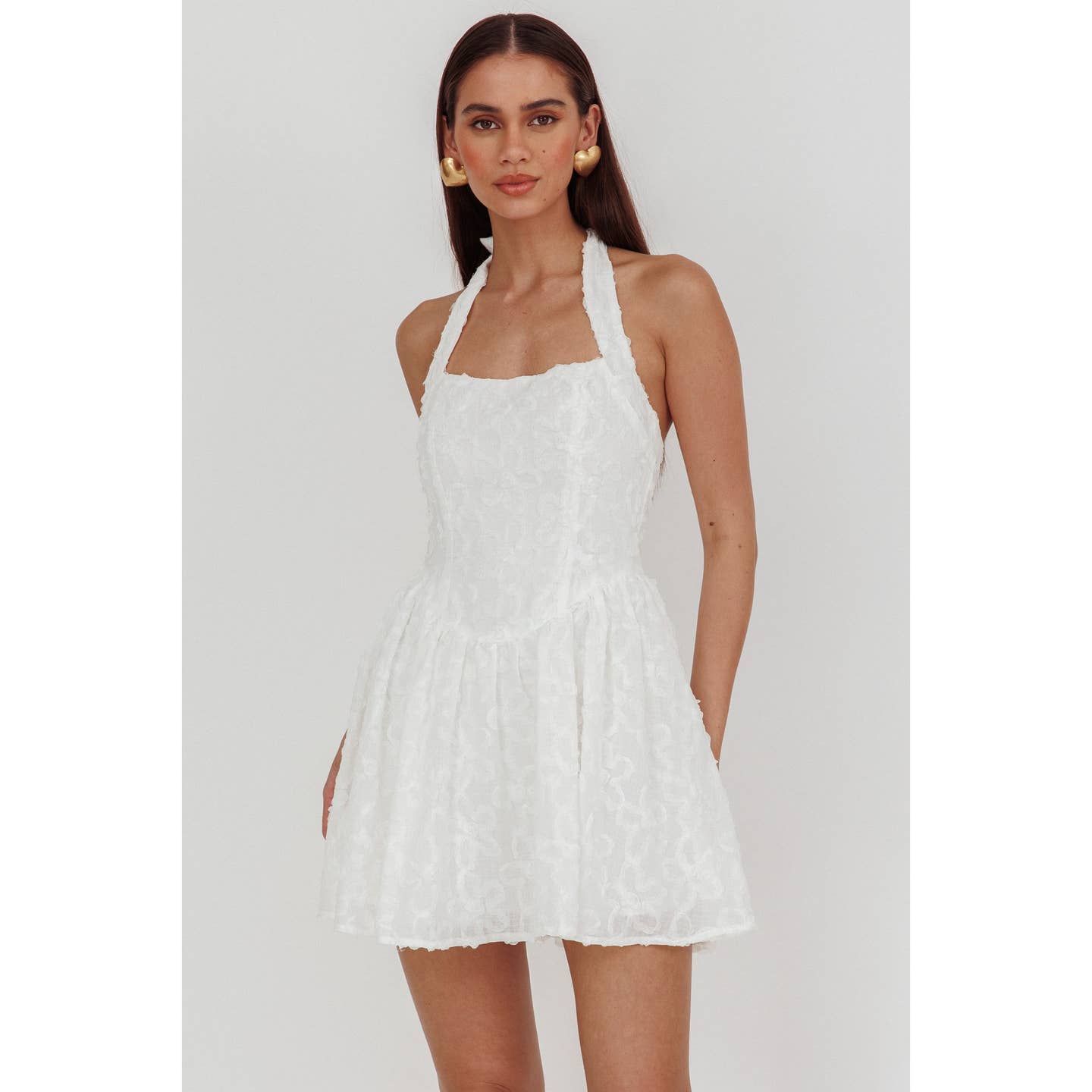 Embellished Halter Mini Dress – Blue Harvest Apparel