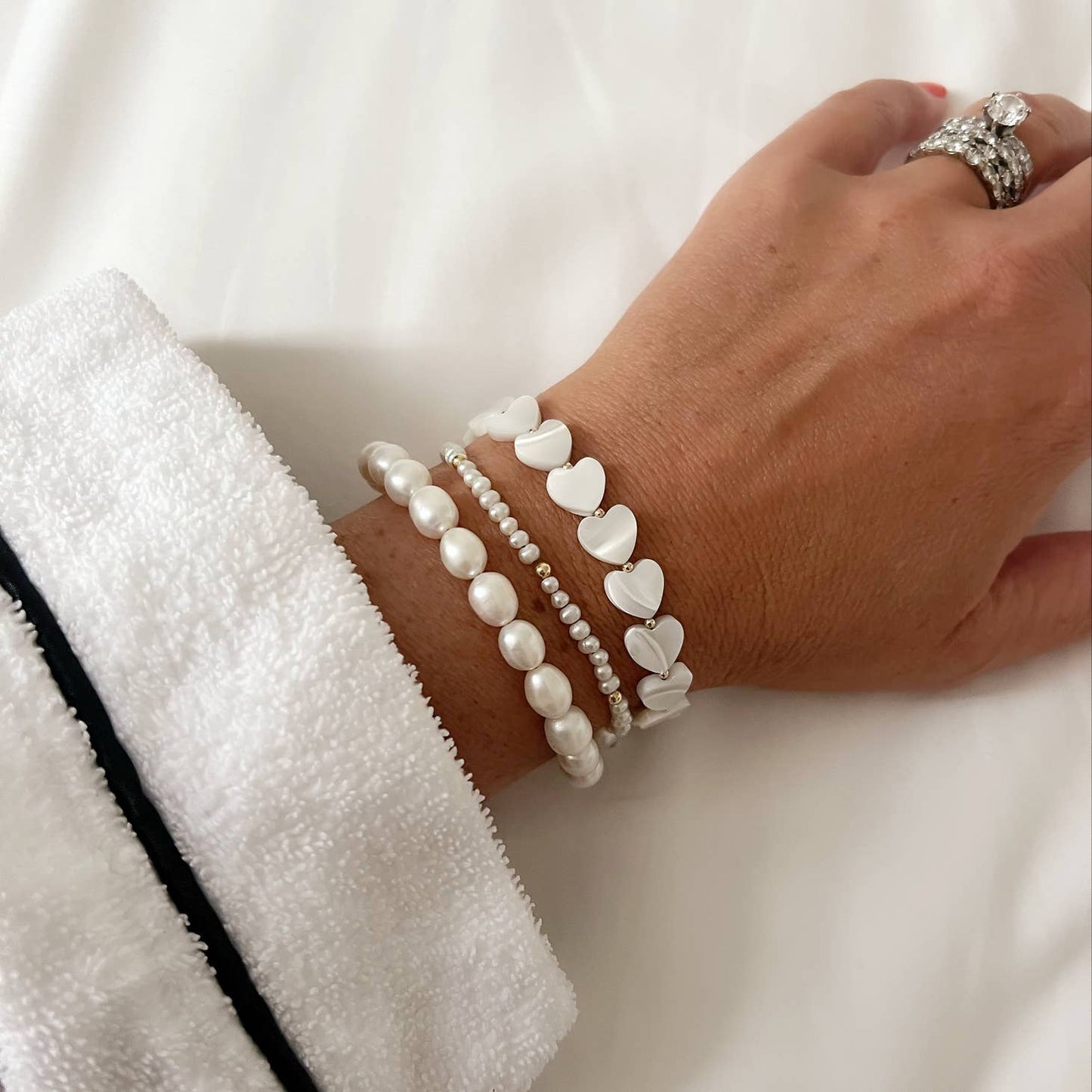 Heart of Gold Mother of Pearl Bracelet