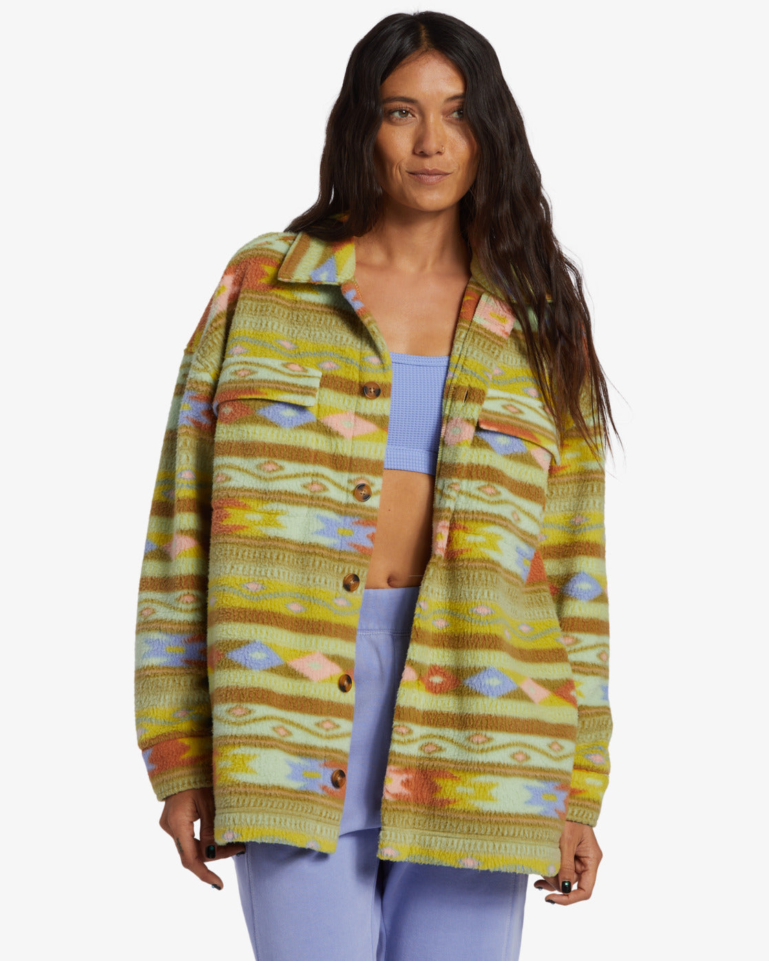 Happy Camper Shacket Button Sweater