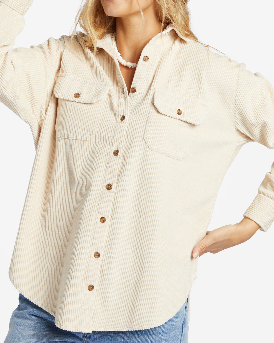 So Stoked Cord Long Sleeve Top