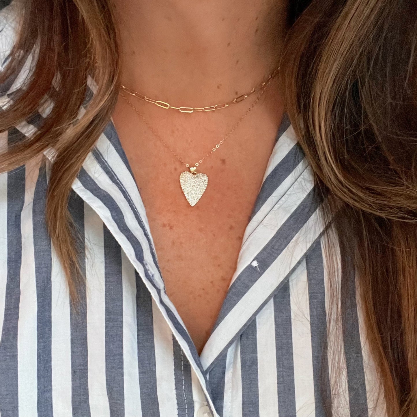 Allie Paperclip Layering Chain Choker Necklace Gold Filled