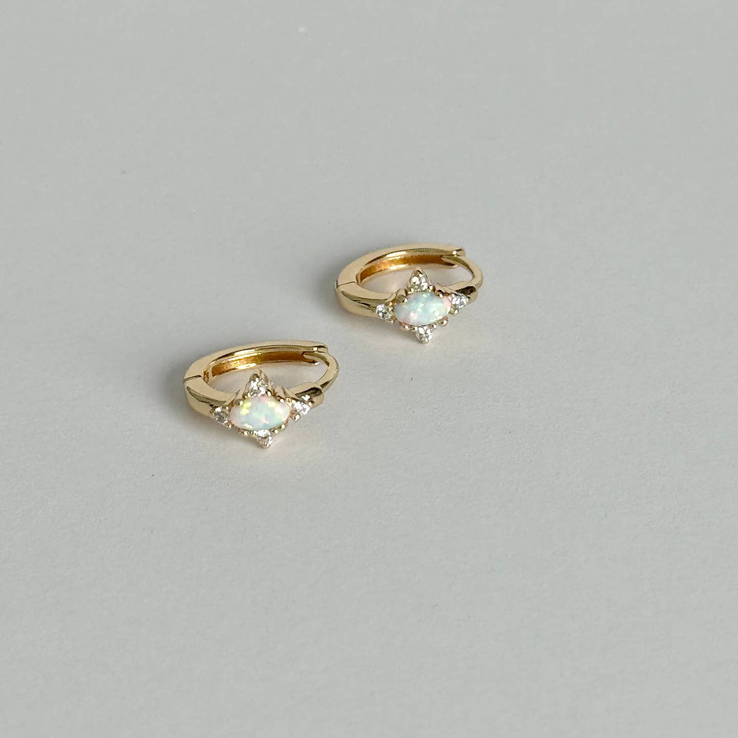 Opal Star Huggie Earrings
