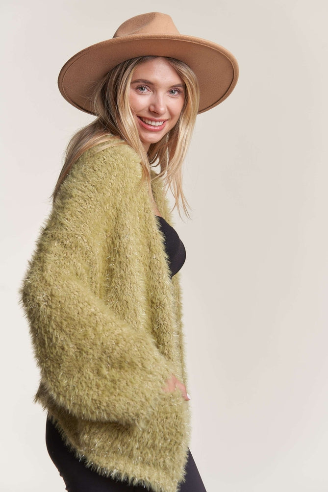 Open Front Fuzzy Cardigan