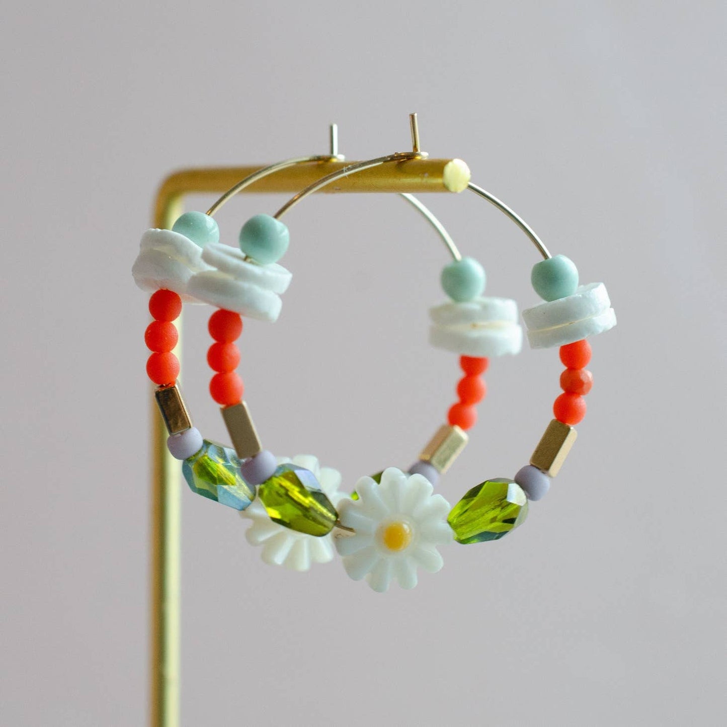 Daisy Beaded Hoops