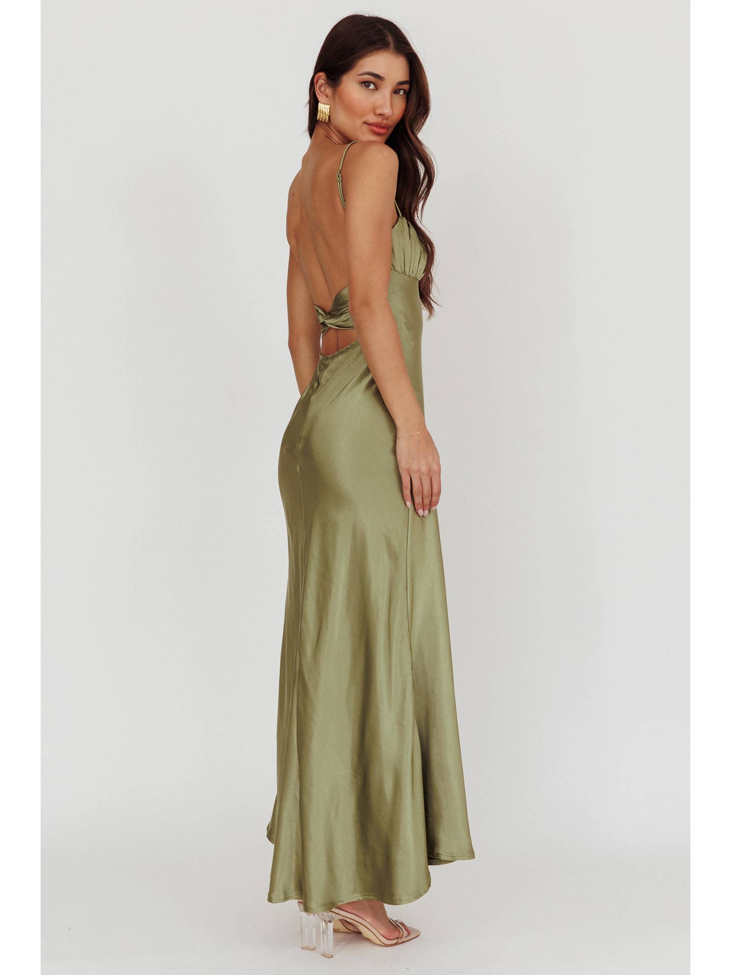 Satin Ruched Maxi Dress
