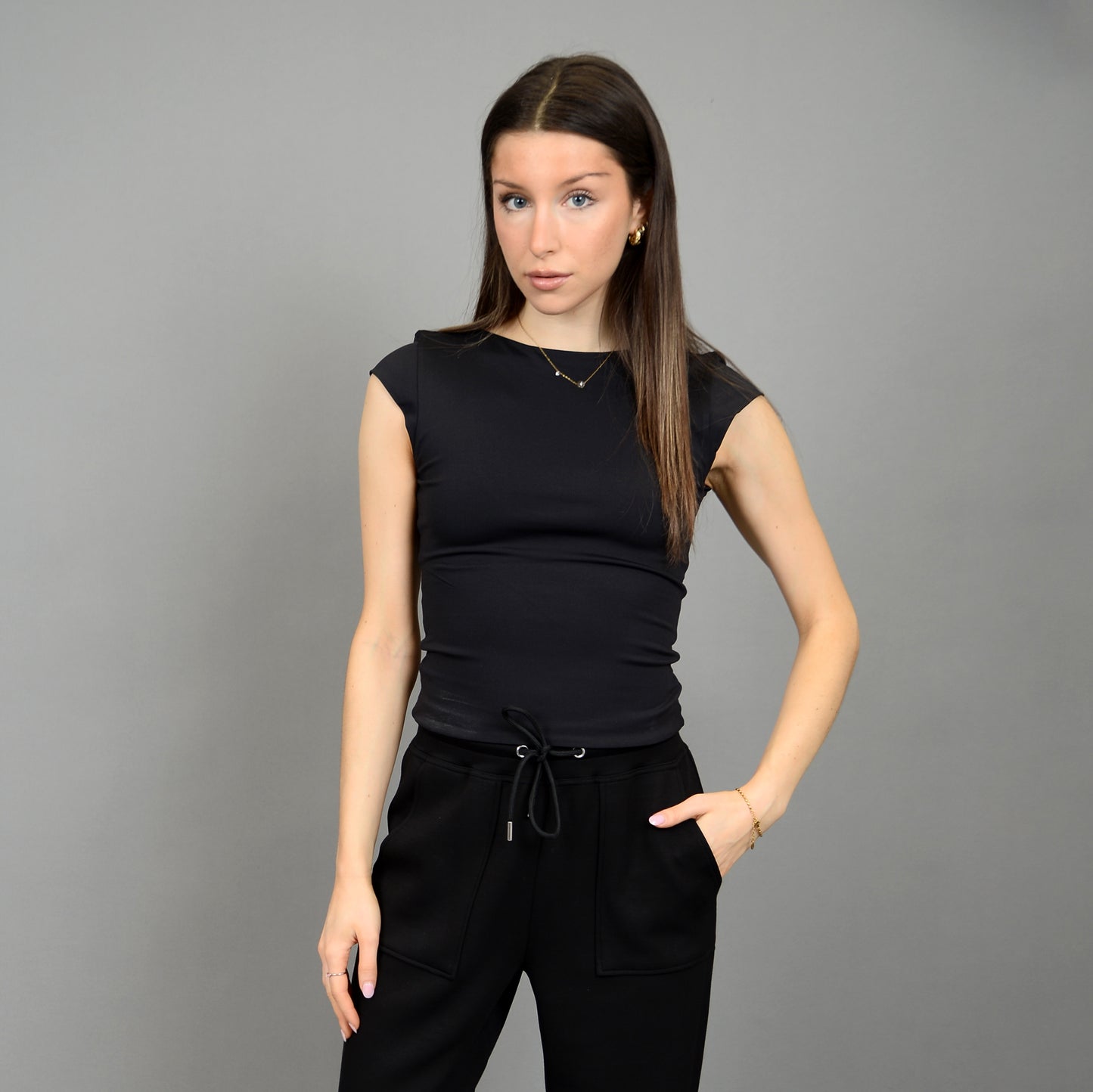 BRIDA CAP SLEEVE BOAT NECK TOP