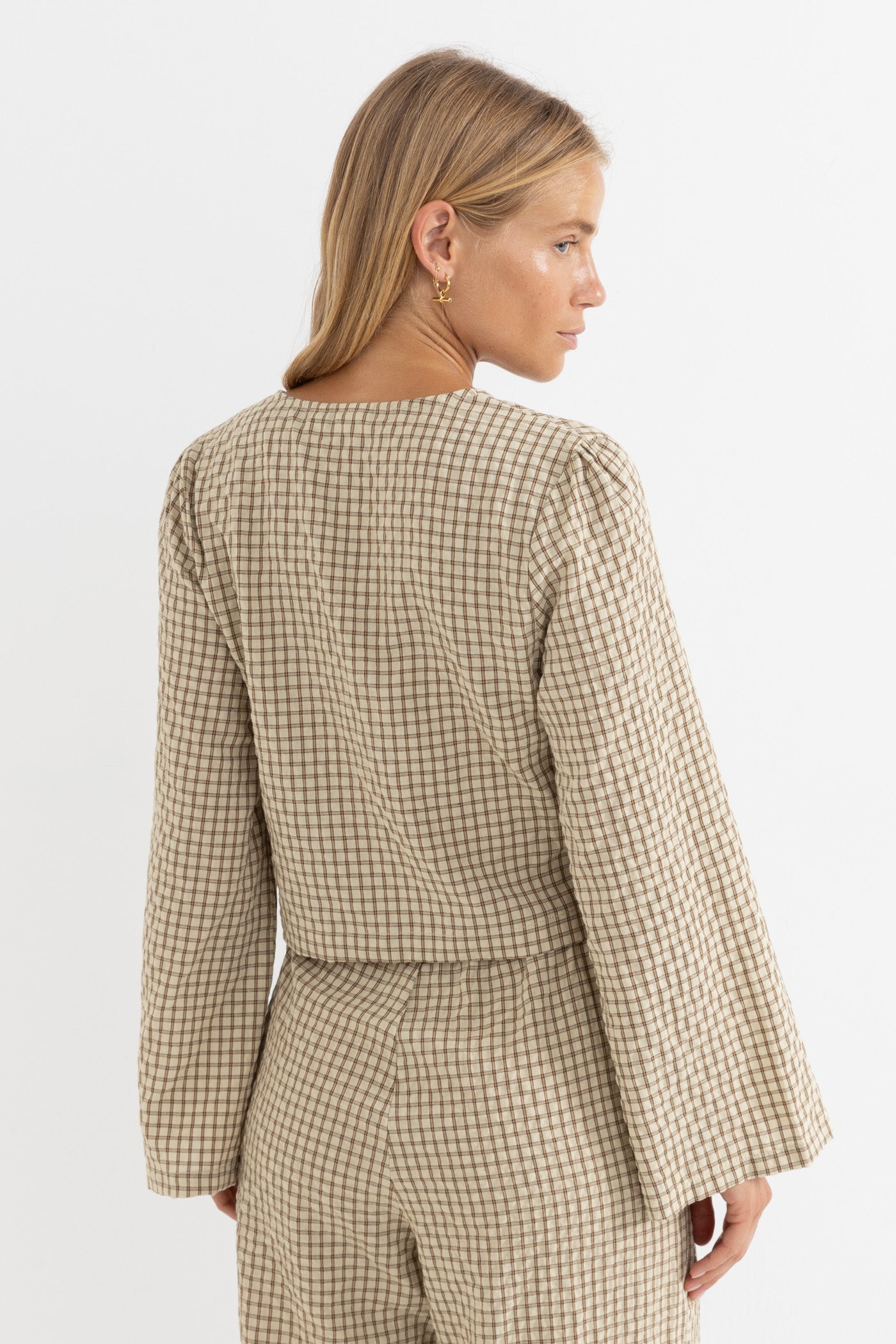 luca check blouson top