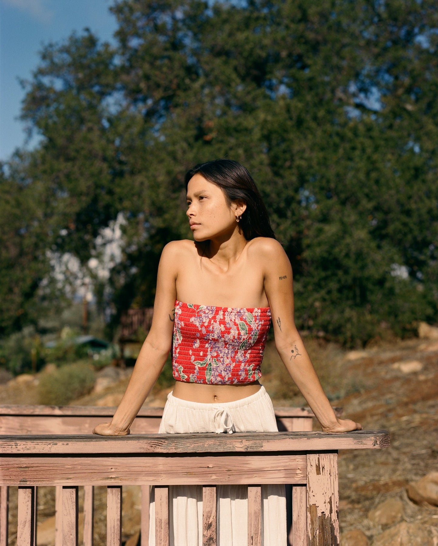 Isle Floral Smocked Strapless Top