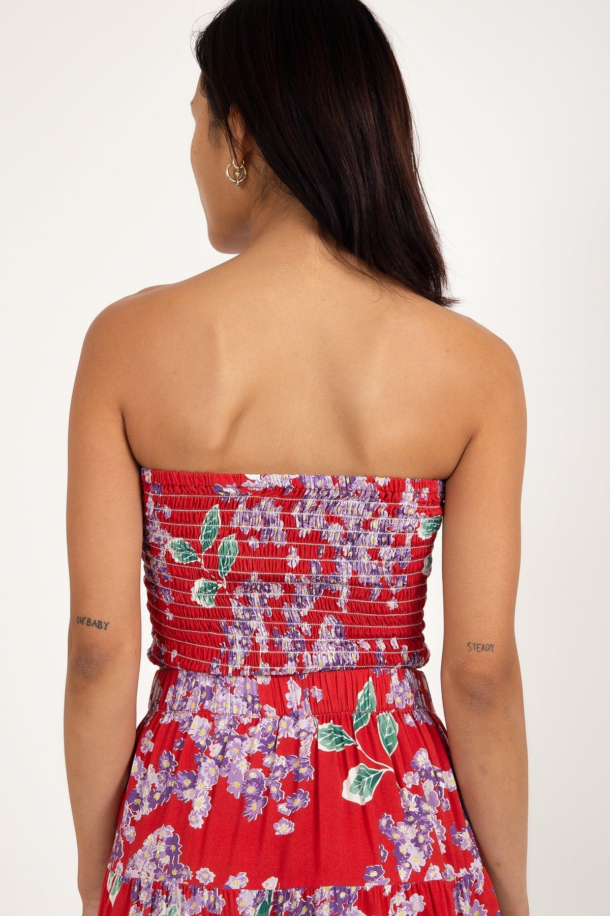 Isle Floral Smocked Strapless Top