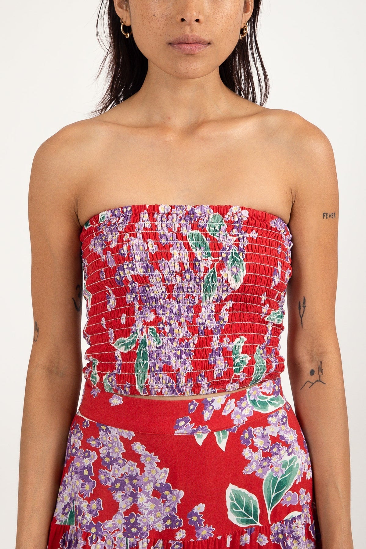 Isle Floral Smocked Strapless Top