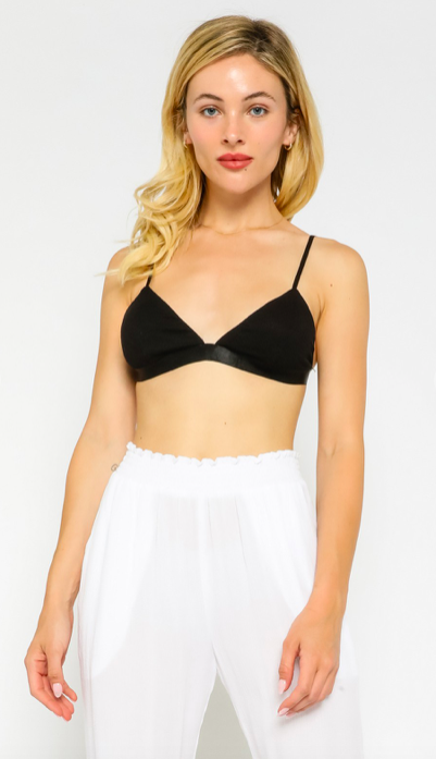 Ribbed Sweetheart Bralette (Black)