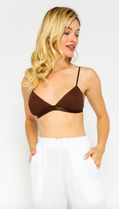 Ribbed Sweetheart Bralette (Dark Brown)