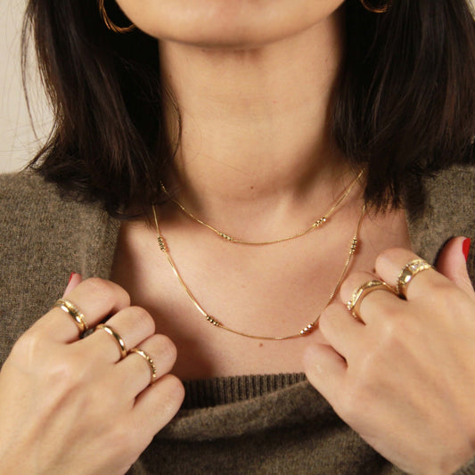 Bead Detailed Box Chain