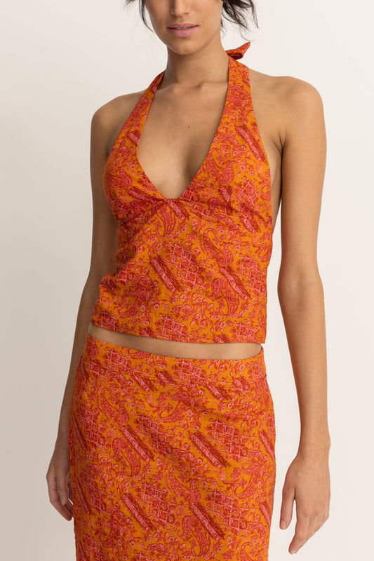 ADIA PAISLEY HALTER  TOP