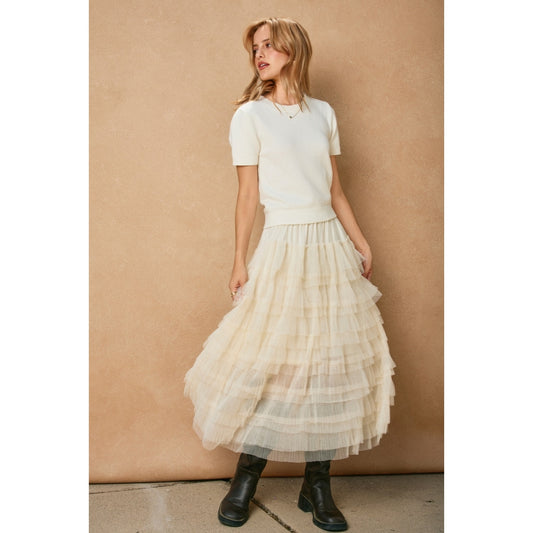 Tiered Maxi Slip Skirt