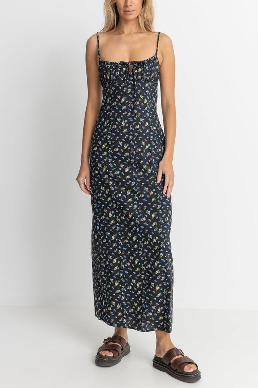 fleur floral gathered maxi dress