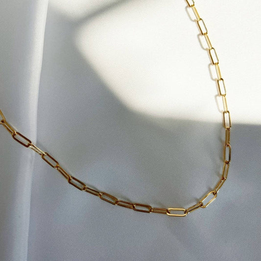 Allie Paperclip Layering Chain Choker Necklace Gold Filled