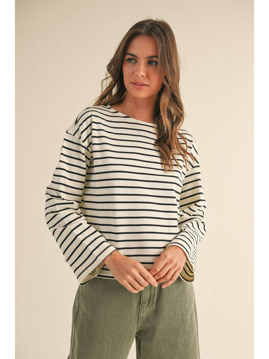 Striped Pattern Long Sleeve Top