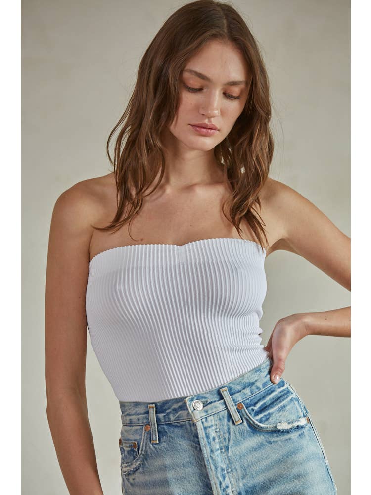 Sweetheart Neckline Seamless Ribbed Tube Top