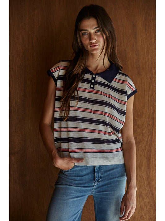 Striped Collared Top